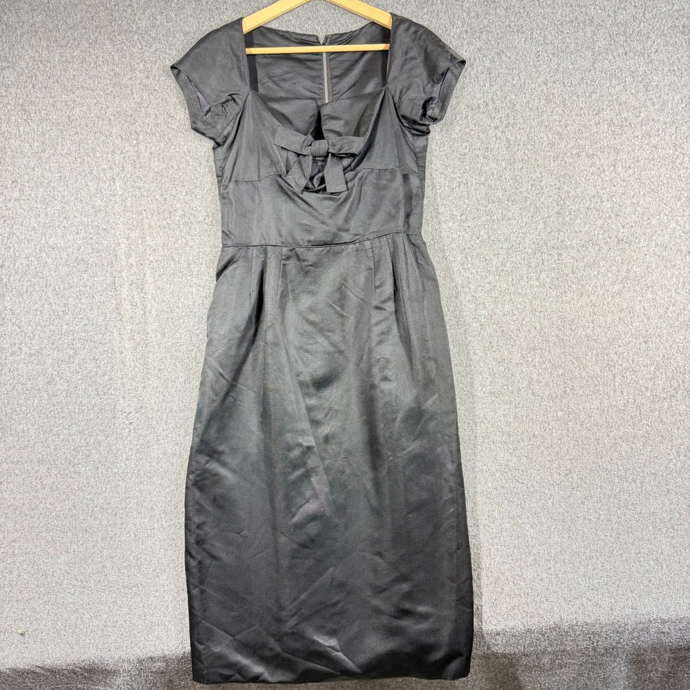 Vintage 50s Pat Sandler for highlight Cocktail Dress Cap Sleeve Black Bow SZ 6